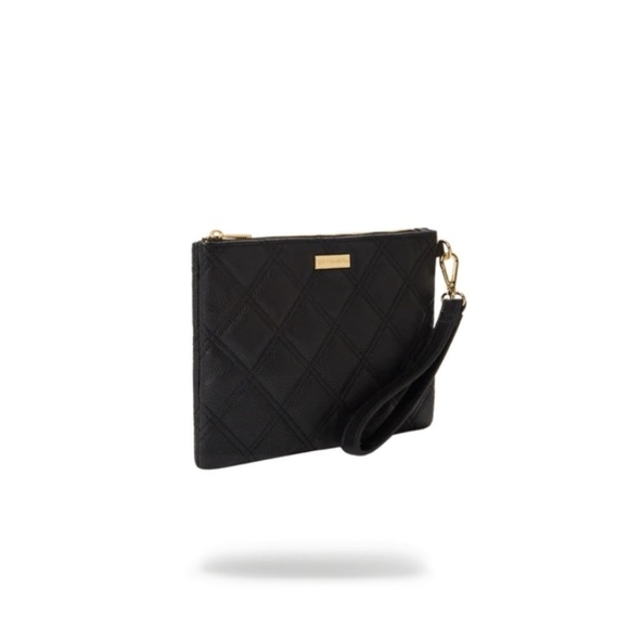 SPRAYGROUND. NOIR QUILT GOLD CHAIN SHARK CROSSOVER CLUTCH - Picture 2 of 8